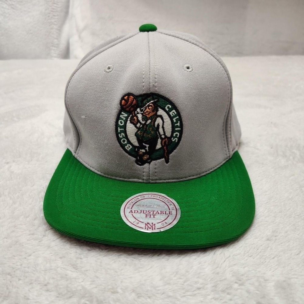 Boston Celtics Mitchell & Ness Hat Cap Snap Back One Size Mens Gray Green NBA